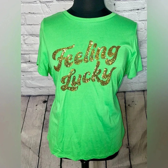 LANE BRYANT Feeling Lucky Graphic Tee - 18/20 Bright Green - Picture 5 of 12